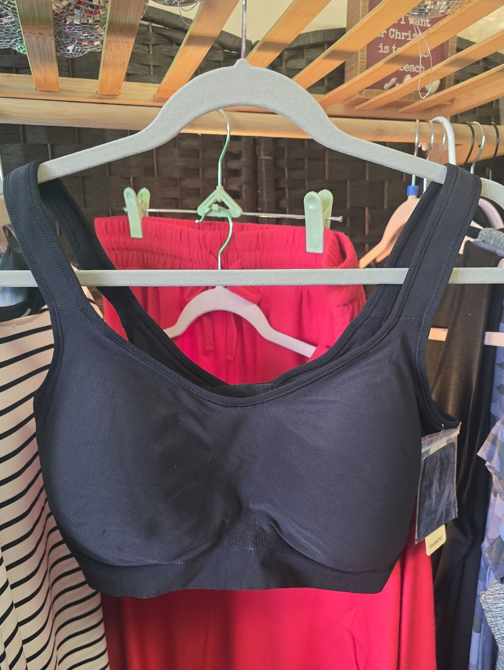 #0613 2XL NWT TRUE KIND Black Bra Wirefree 21.5"PTP  18.5-21.5"Band w/2"Extender